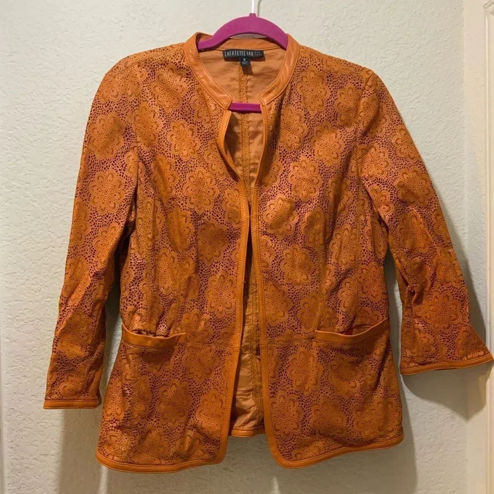 Lafayette 148 Eyelet 100% Leather Top size 10